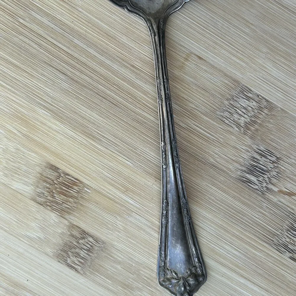 Vintage WM Rogers & Son AA Silverplate Gravy Ladle Floral Handle
